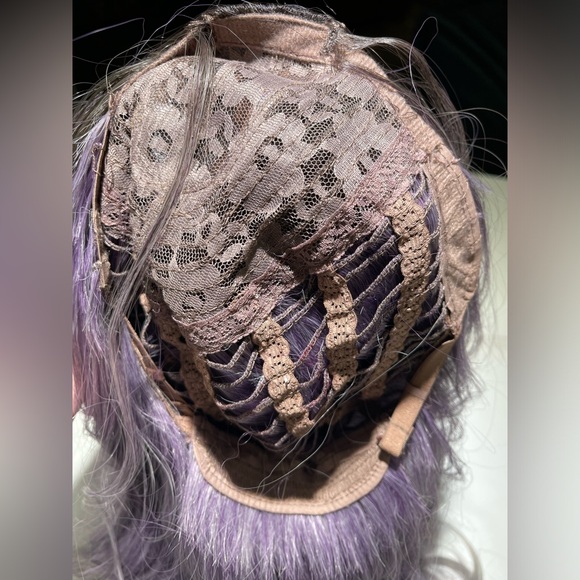 HAIR, 26” long, straight, center part, med brown/gray/lavender shades - Picture 9 of 10